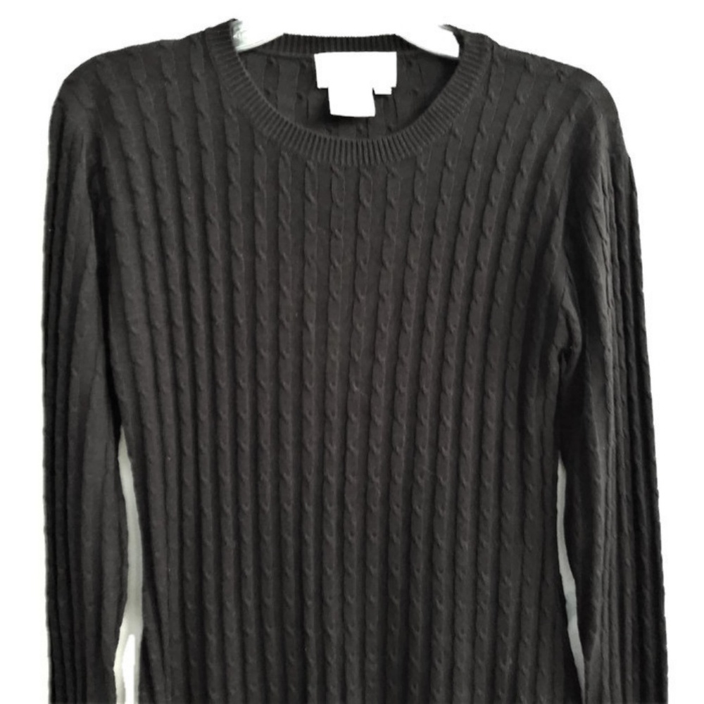 Casual Corner Annex Black Cable Knit Sweater Dress Vintage Office S - Picture 2 of 5